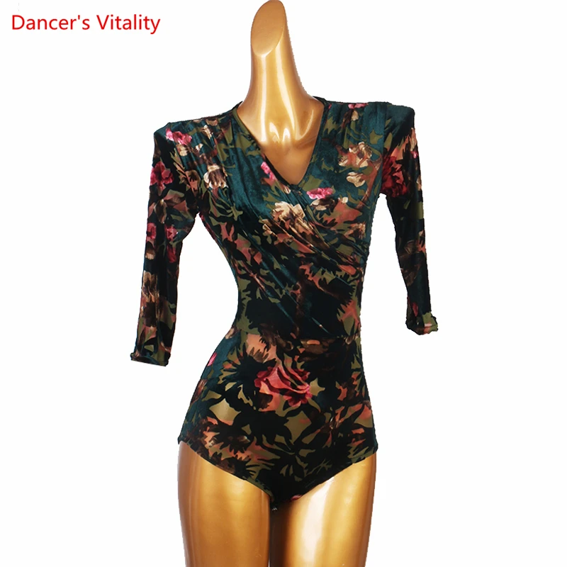 Latin Dance High-end Custom Female Adult Elegant Body Suit Practice Clothes Child Top Modern Dancing Performance Onesies