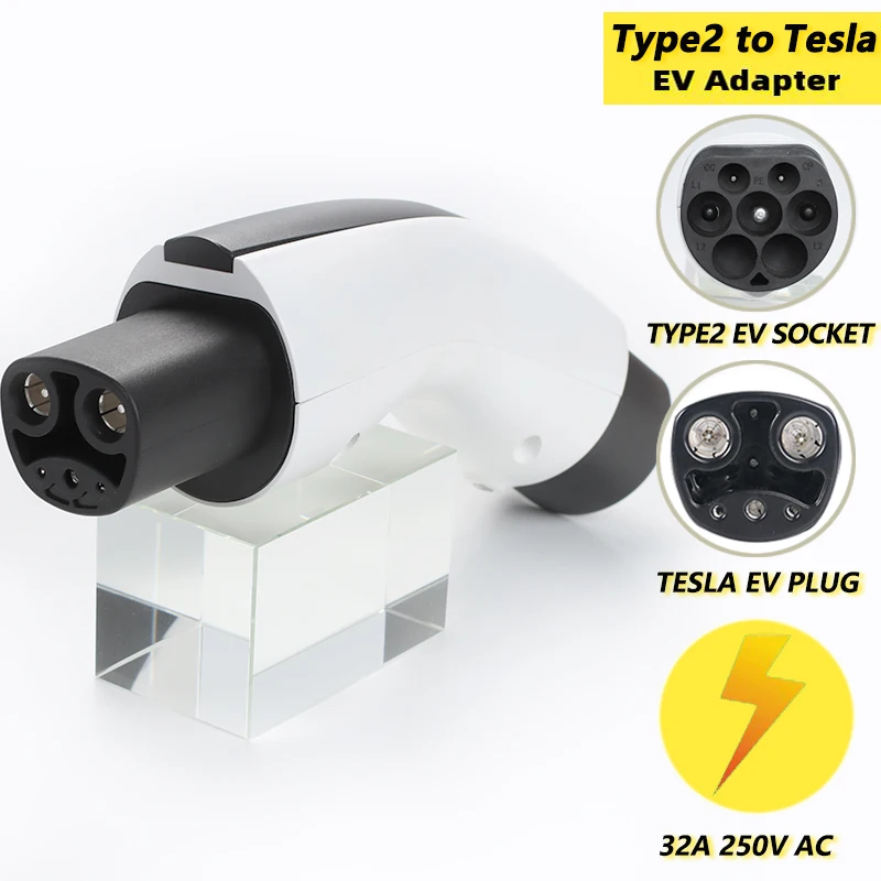 Adaptador EV tipo 2 para coche eléctrico, Conector de carga tipo 2a Tesla, enchufe europeo a TESLA, 32A, 250V