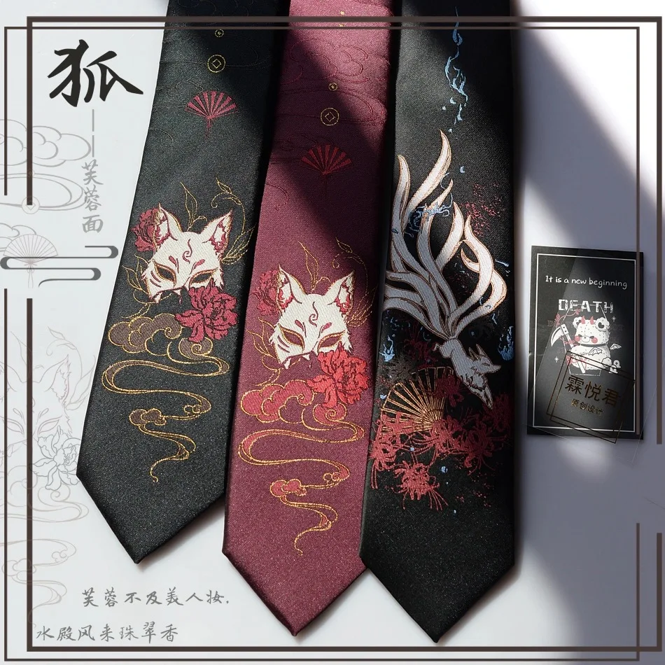 Anime Fox Tie Neck Cosplay JK ropa hombres mujeres Kawaii Accesorios