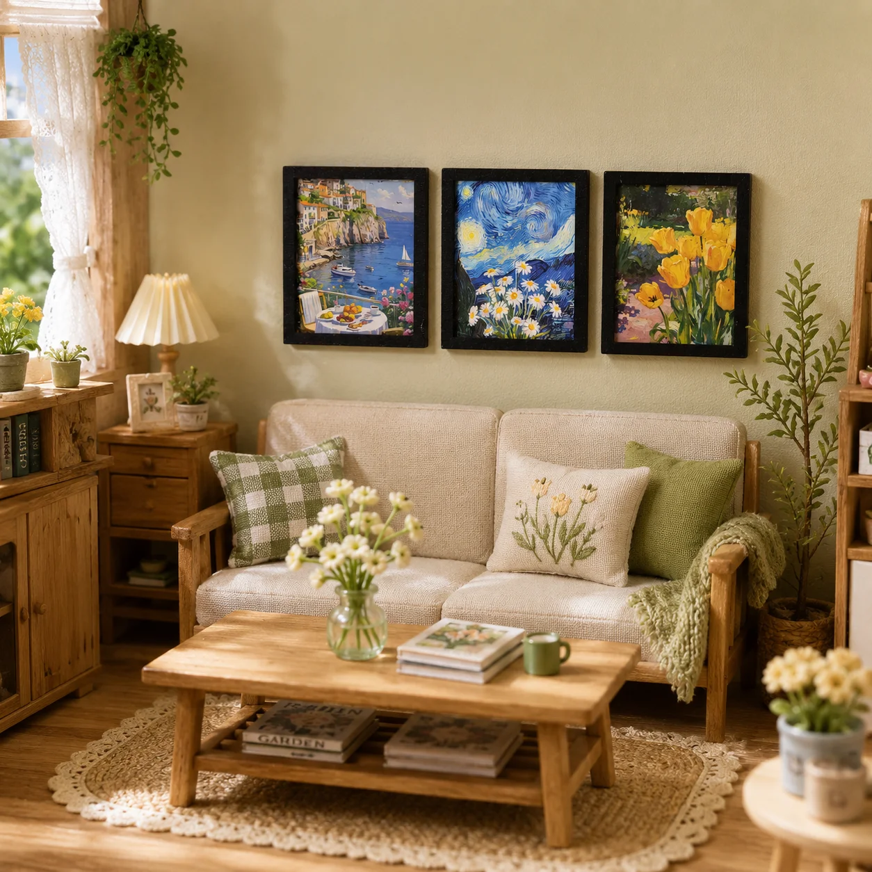 3 peças/1 conjunto de molduras decorativas em miniatura, ornamentos para cenários de micro mundo, acessórios de simulação de pintura a óleo para casinhas de brinquedo