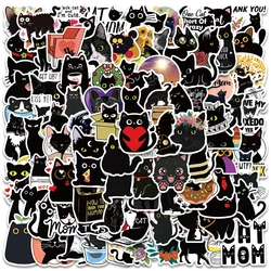 100pcs Cartoon Black Cat Stickers Scrapbook Phone Guitar Laptop Luggage Cool Waterproof Sticker Children Classic Sticker