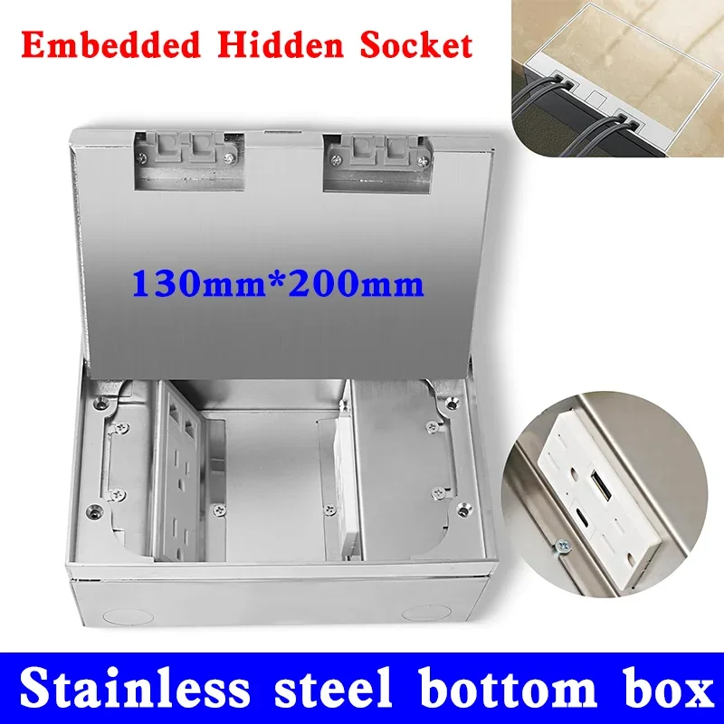 Floor Hidden Socket,US UK EU USB Outlet Stainless Steel Flat Inserts Invisible Socket,Embedded,Build-in Marble,Waterproof