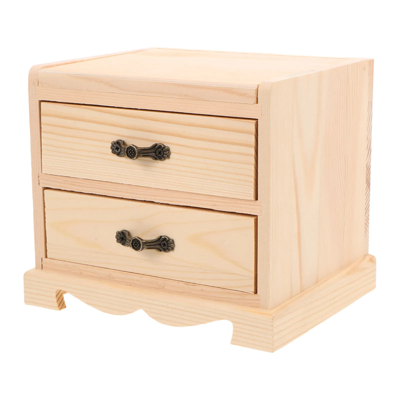 

Wooden Jewelry Box Mirror 2 Tier Drawer Organizer Necklace Ring Bracelet Rustic Trinket Case Vanity Room Gift Wood Organize Box