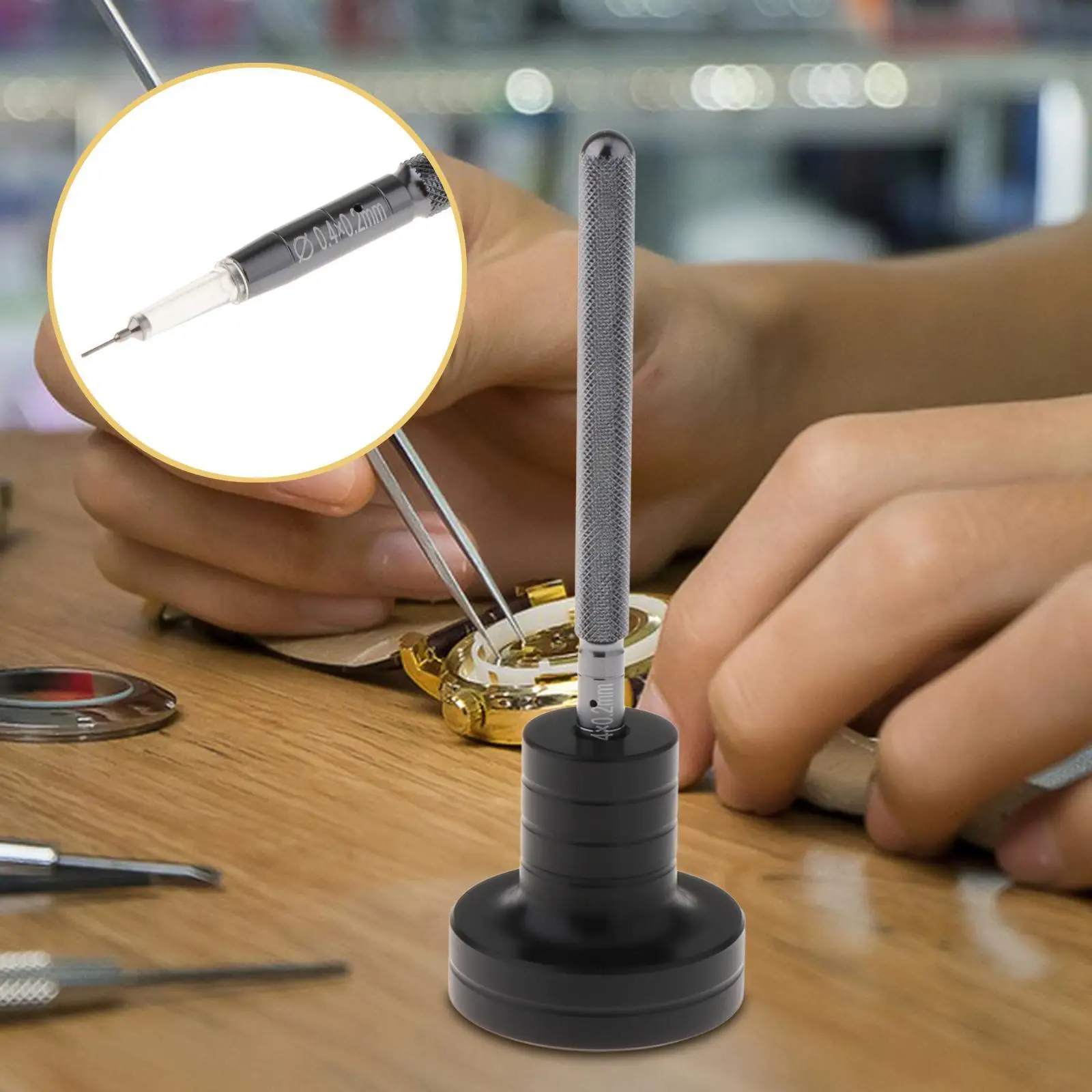 Automatic Watch Oiler Pen Watch Repairing Workers for Watchmaker Oil Pin Pen Gray 0.4x0.2 mm Hole
