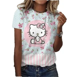 Hello Kitty 3D cartoon mother daughter T Shirts Kids Cute girl style Casual Short Sleeve  Ladies O-Neck Loose Tops Summer Size