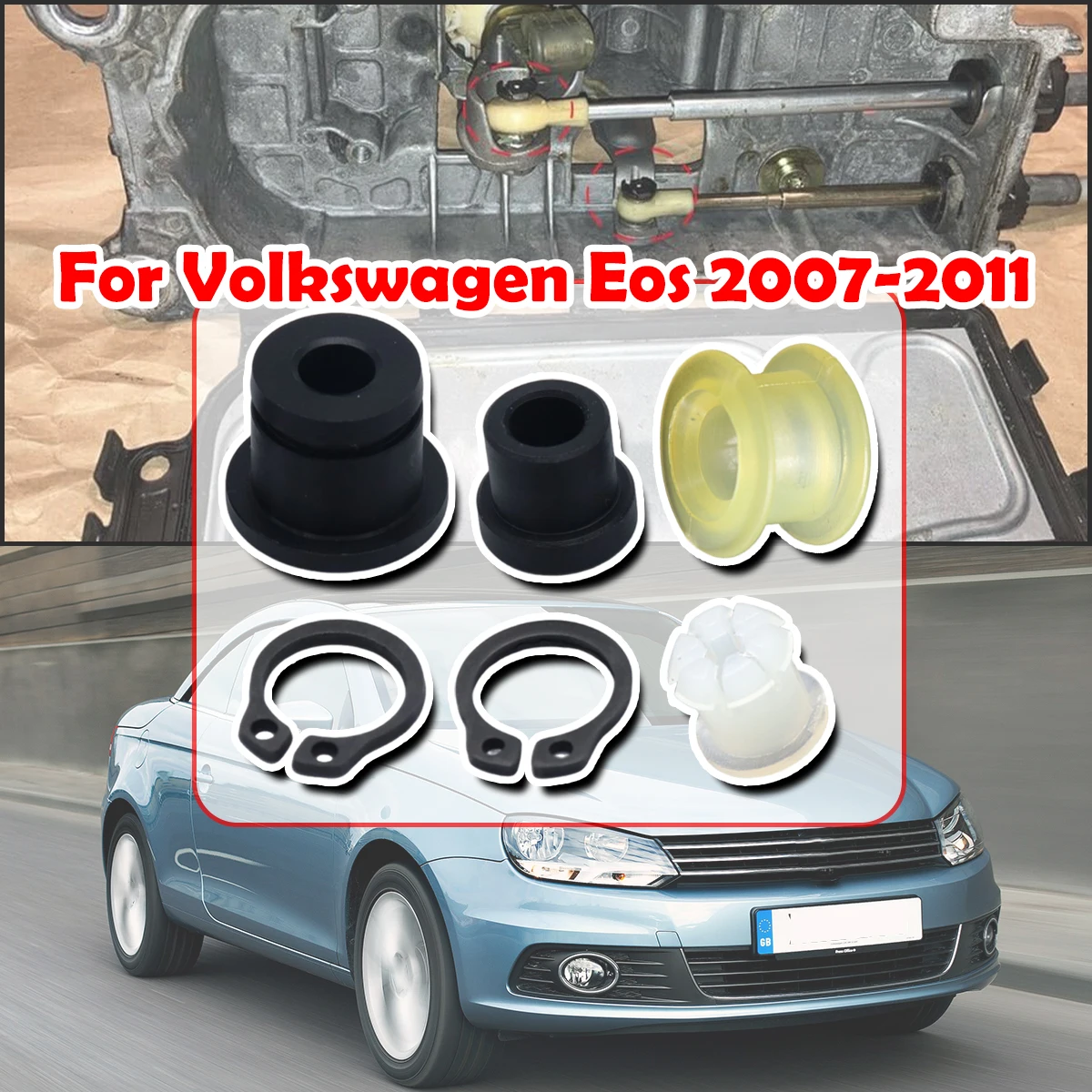 

For Volkswagen Eos 2007 - 2011 Shift Cable Bushing Repair Kit Shifting Fix Gear Selector Change Lever Linkage Lock Washer End