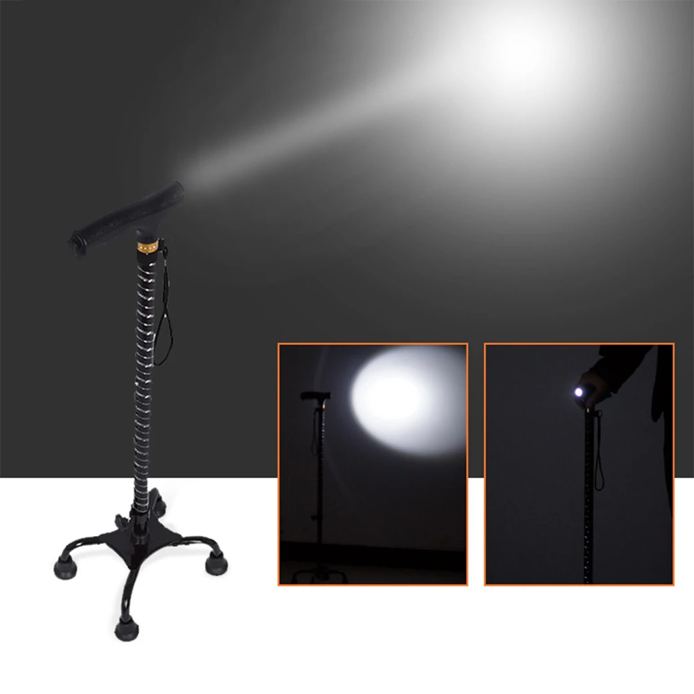 

Трость из алюминиевого сплава, 4 ножки, нескользящая, складная, черная, растягивающаяся, для пожилых людей, легкая, регулируемая по высоте, портативная