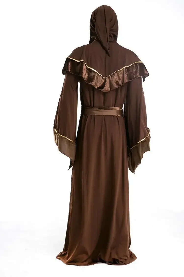 Fantasia de padre medieval para homens, Feiticeiro Cosplay, Veste de monge antigo, Purim adulto, Festa de Halloween, Fantasia