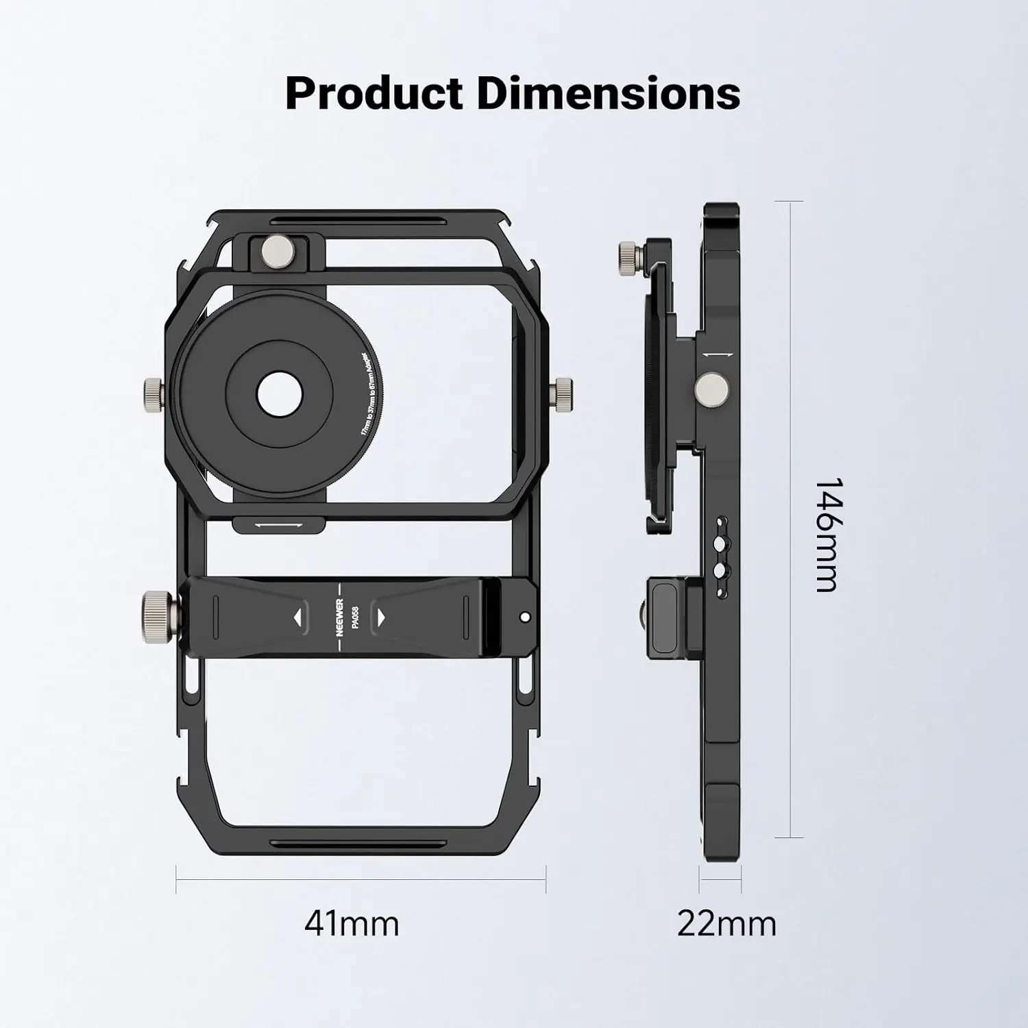 NEEWER Universal-Handy-Videorig-Stabilisator mit 17mm bis 37mm & 67mm Objektivfilter-Adapterring für iPhone, Android, Samsung – Detail 4