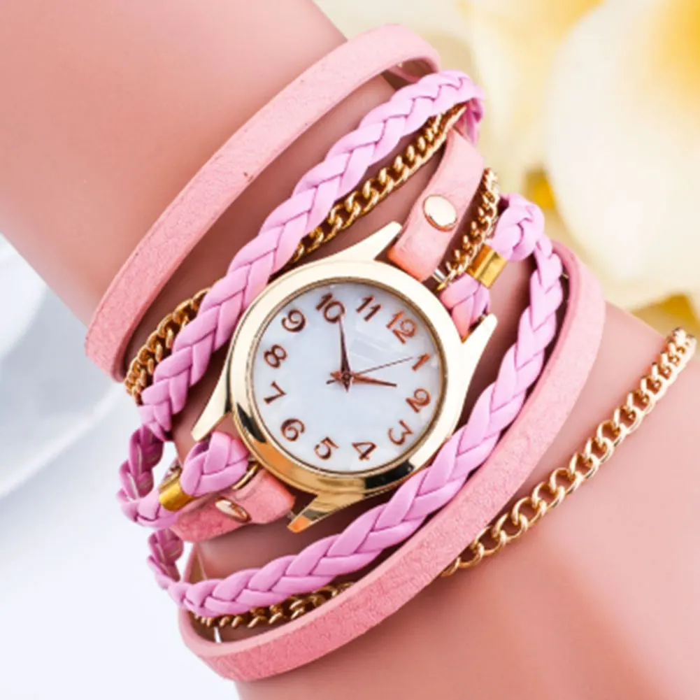 Reloj de pulsera con trenzas para mujer, reloj multicapa Estilo bohemio para mujer, reloj con diseño único de envoltura trenzada, accesorio elegante