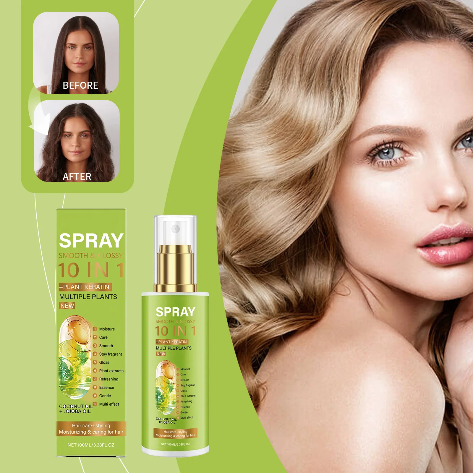 10 in 1 multi effect hair care spray plant essence moisturizing and smoothing hair care 100ml