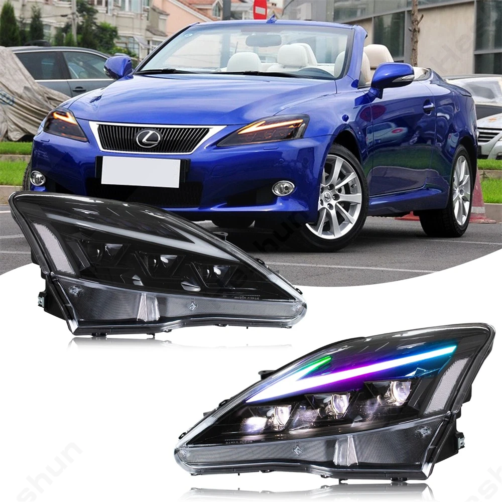 Pair Led Headlights For Lexus IS250 IS250C IS350 IS350C IS220d 2006-2013 Front lamp Head Light W/Dynamic Animation W/Amber Lamps