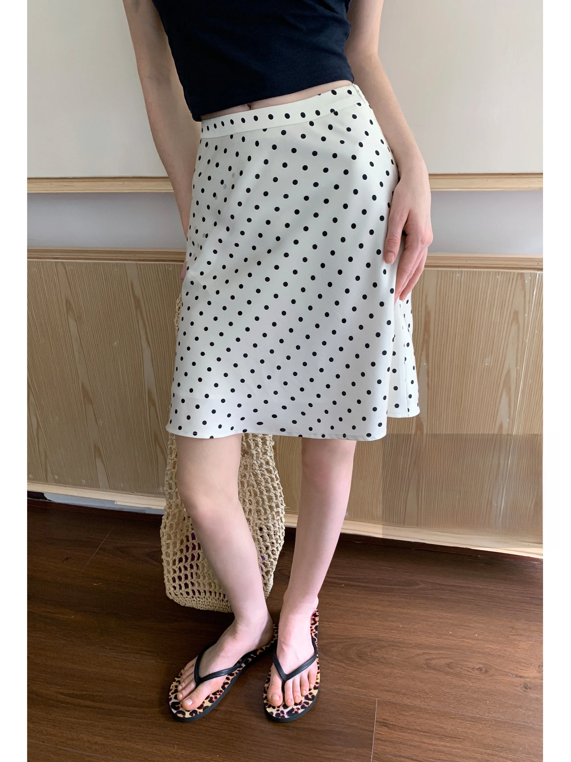 

Eggka винтажная юбка трапециевидной формы в горошек с высокой талией, женские корейские утягивающие юбки f-длины