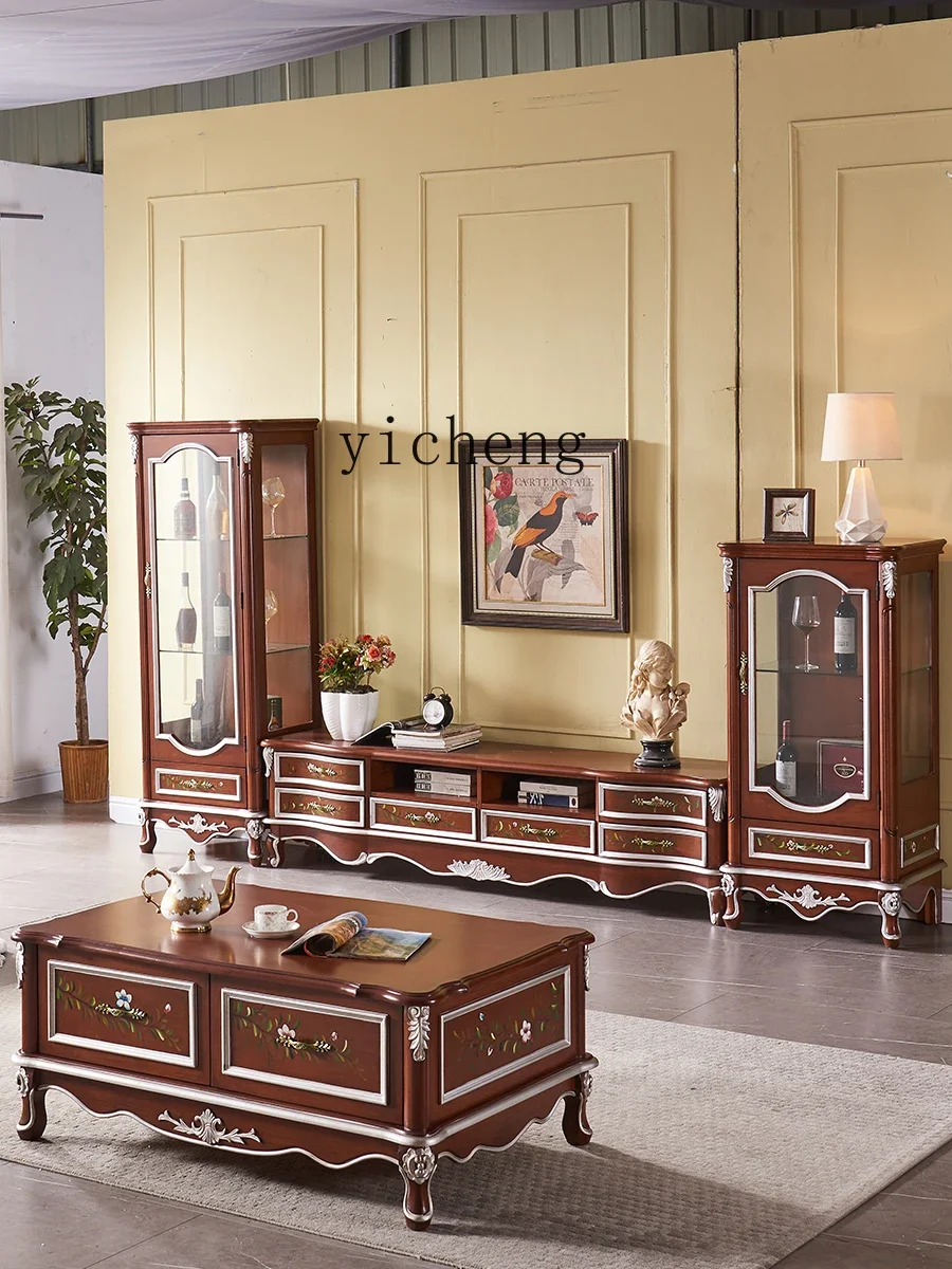 

U29 all solid wood retro small apartment TV cabinet coffee table double-sided partition cabinet dining side entrance