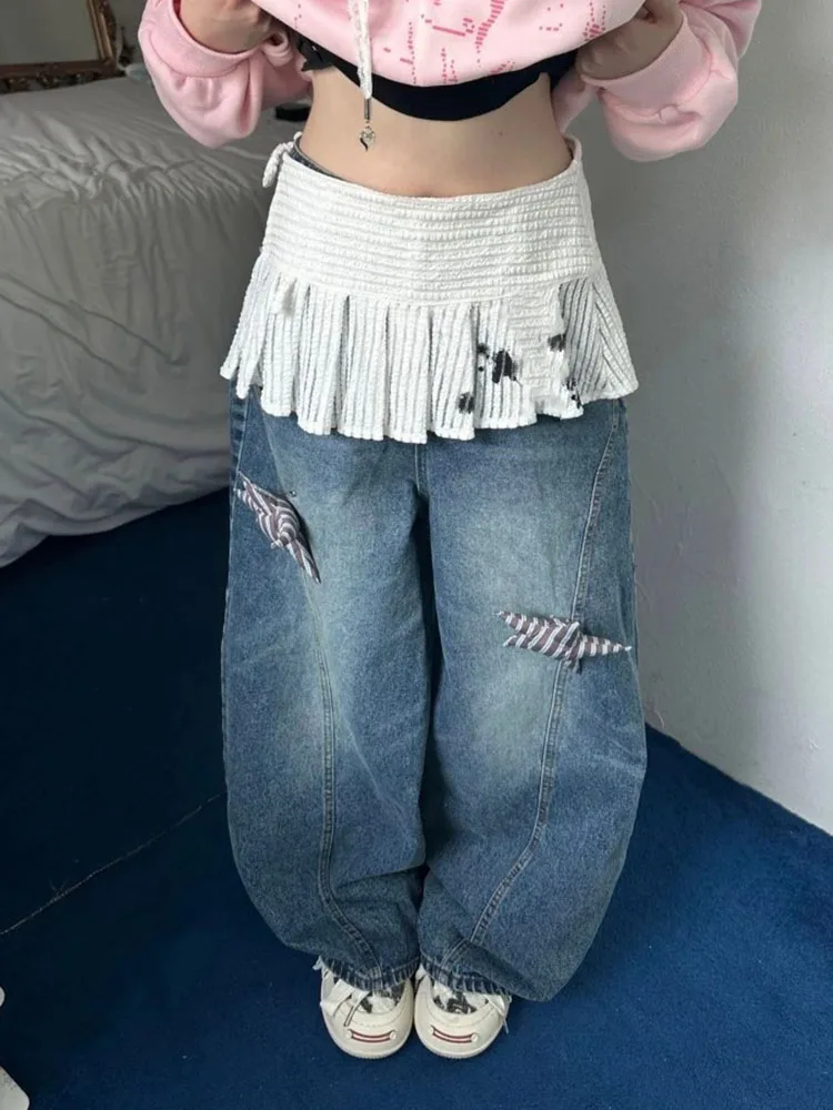 Y2k Aesthetic Printing Skirt For Women Harajuku Pleated Jupe 2025 Faldas Mujer De Moda Streetwear Summer Bandage Grunge Skirts