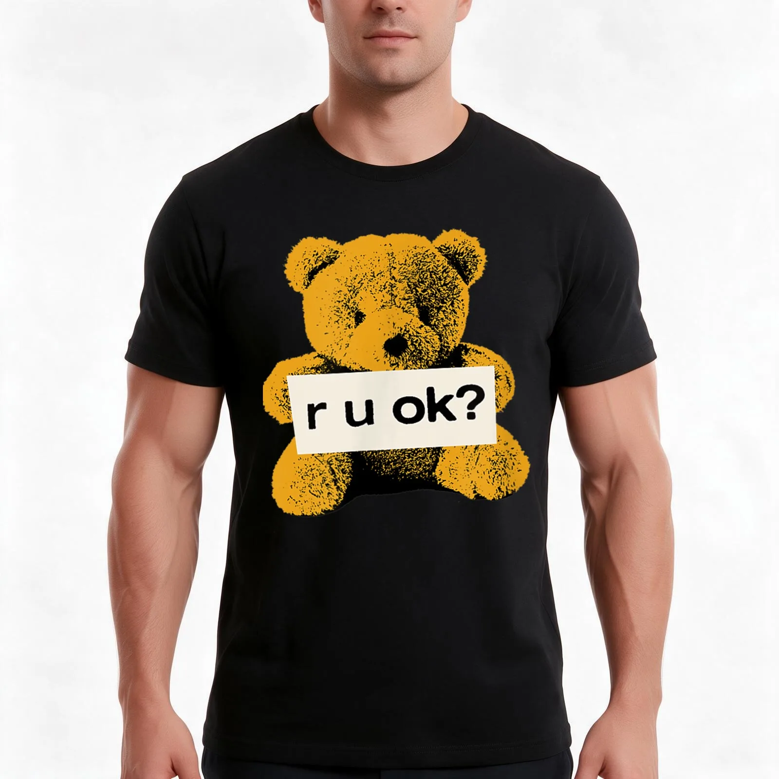 r u ok T-Shirt, Summer Casual Cotton Tee, Oversized Streetwear Tops, Vintage Graphic Print, Loose Fit Short Sleeve, 100% Cotton