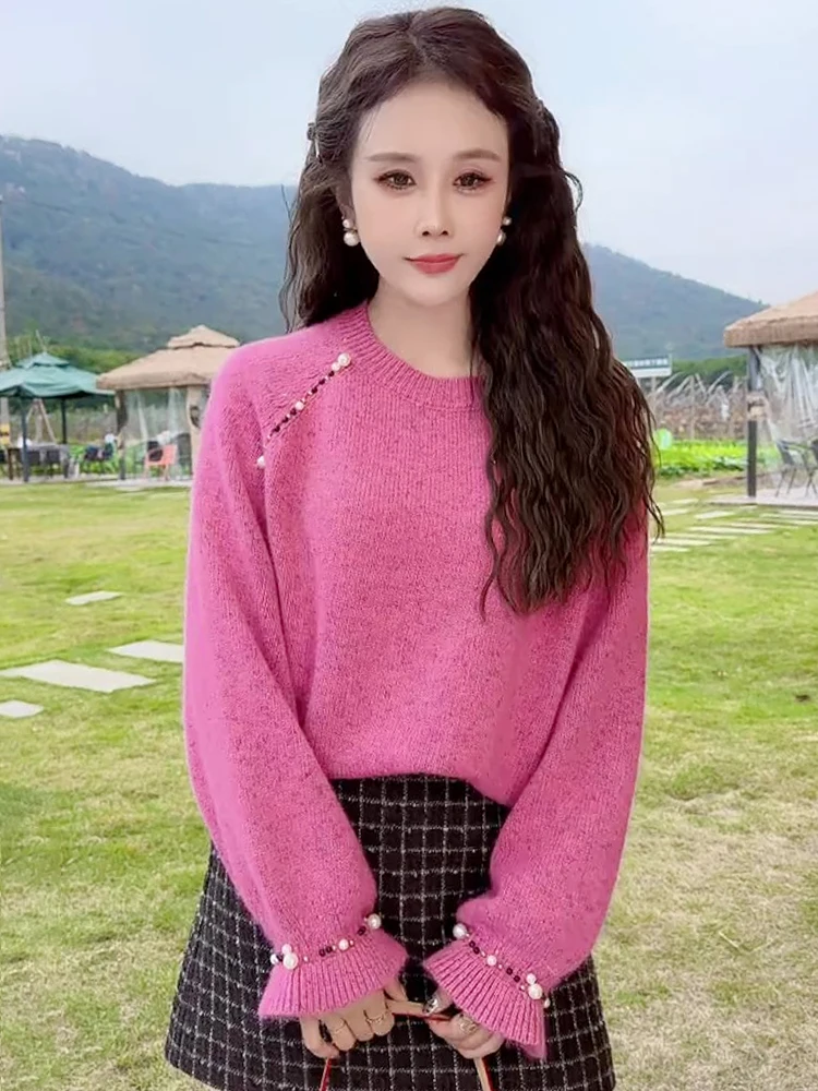 Thiened rotondo Ne Bell Sve maglione da donna autunno inverno nuovo Sle bellissimo top interno lavorato a maglia dolce Sle vestibilità ampia