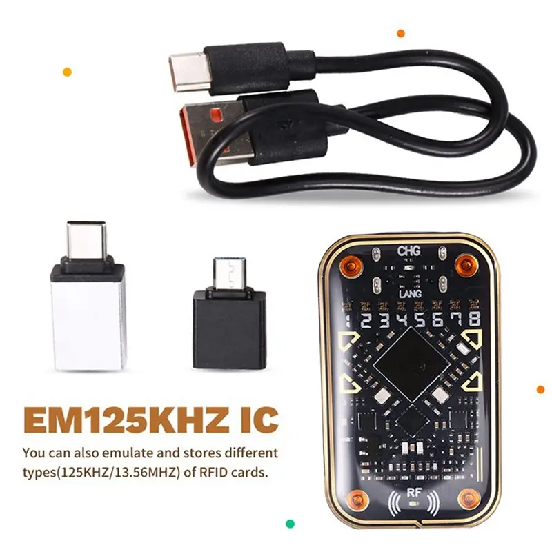【MUST-HAVE】2X Chameleon Ultra V2.0 RFID Chip Reader Emulator 125Khz 13.56Mhz Card Decode NFC Duplicator+6XUID Keychain/UID Card