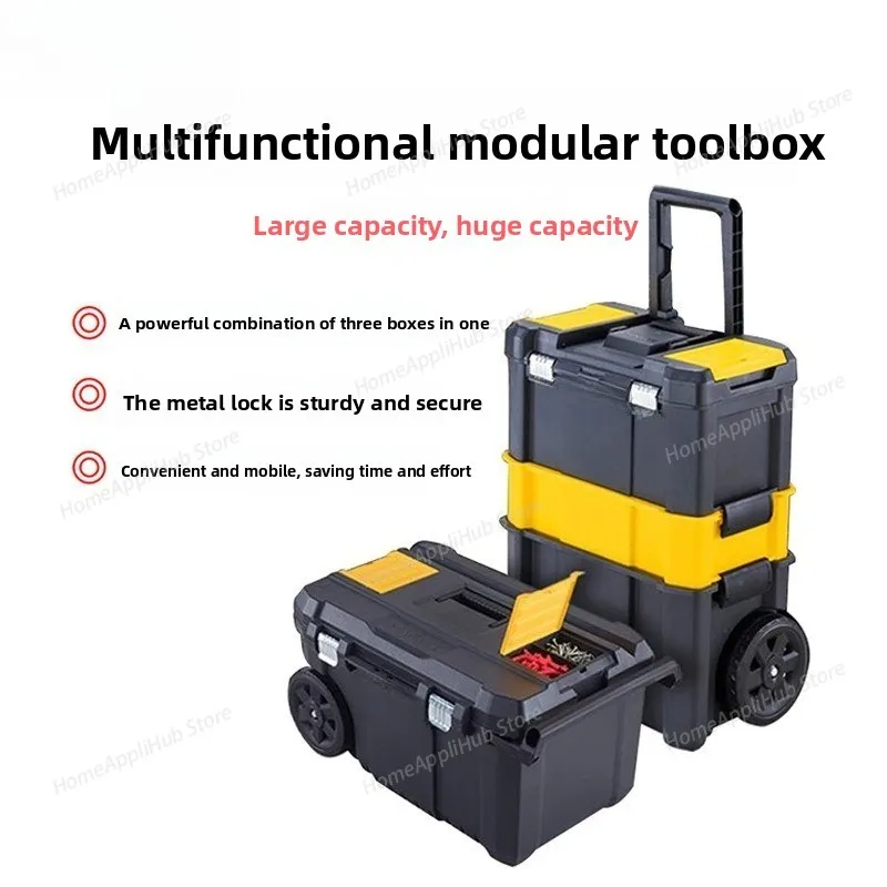 

Multifunctional Mobile Hand-pulling Tool Box with Thickened Stacked Storage and Parts