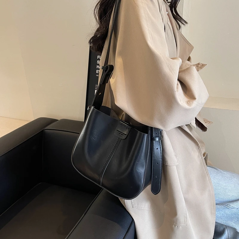 2024 New Luxury Brand Bag Minimalist Comfort Genuine PU Leather Bucket Bags Women Large Capacity Crossbody Totes Shoulder Bag