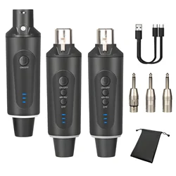 2.4GHz XLR Wireless Receiver and Transmitter Rechargeable Microphone Converter Adapter with Reverb for Condenser Dynamic Mic