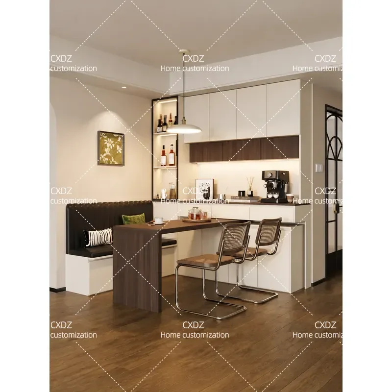 Medieval style dining side cabinet against the wall storage locker household folding rotating dining table card seat