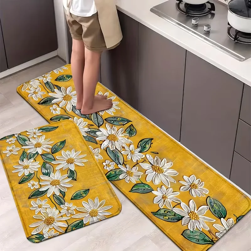 Florale und botanische Küchenmatten, rutschfest, Läuferteppiche für Zuhause, Bürounterlagen für Waschbecken, Frühlingsdekoration in verschiedenen Größen