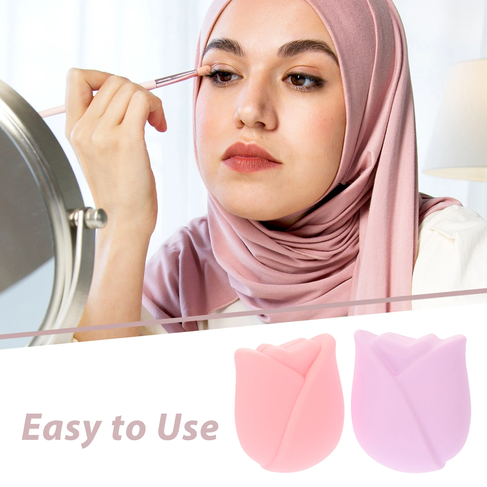 6 ชิ้นแปรงแต่งหน้าเครื่องมือฝาครอบป้องกันสำหรับการเดินทางซิลิโคนป้องกันสีชมพู