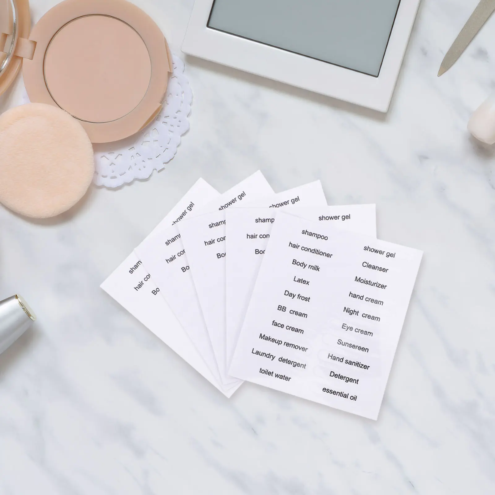 

30Pcs Waterproof Travel Bottle Labels Removable Organization Stickers for Bathroom Toiletries Shampoo Lotion Glass Containers