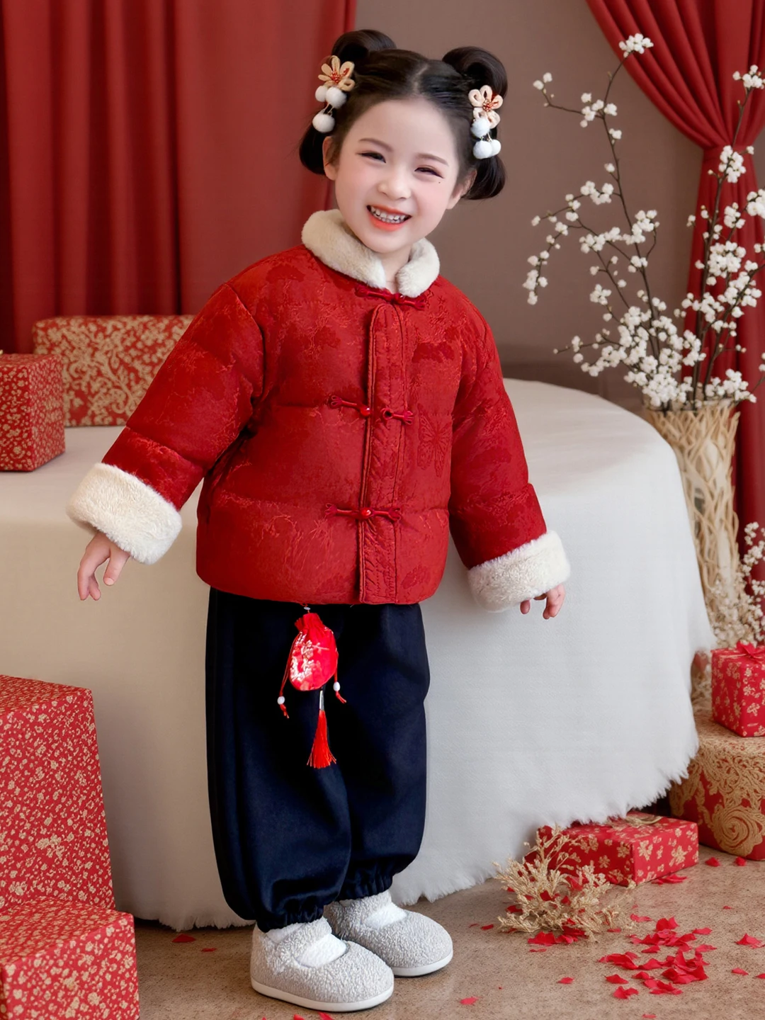 مجموعة ملابس الفتيات للعام الجديد ملابس شتوية من القطن من Jaet للأطفال الصغار ملابس خارجية لعيد الميلاد