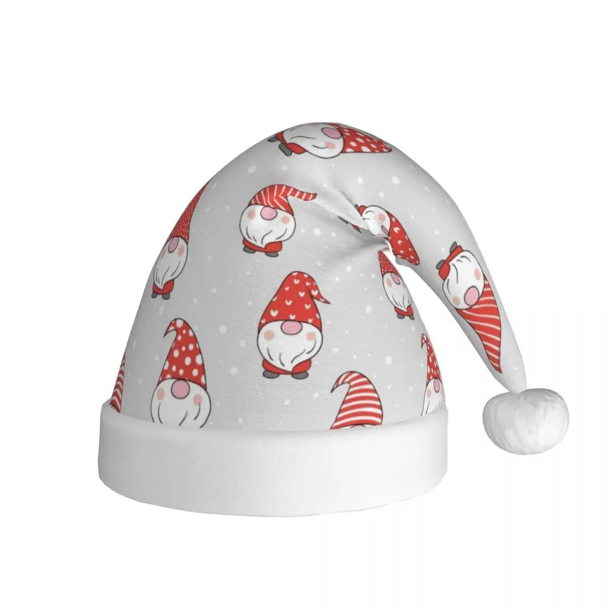 Cute Christmas Gnomes Pattern Anime Cartoon Christmas Hats for Adult Men Women Santa Hat Cap Festive Supplies Gift