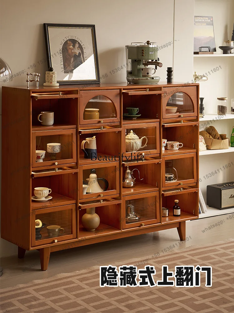LX Sixteen-grid Display Cabinet, Antique Dining Side Cabinet, Living Room Storage