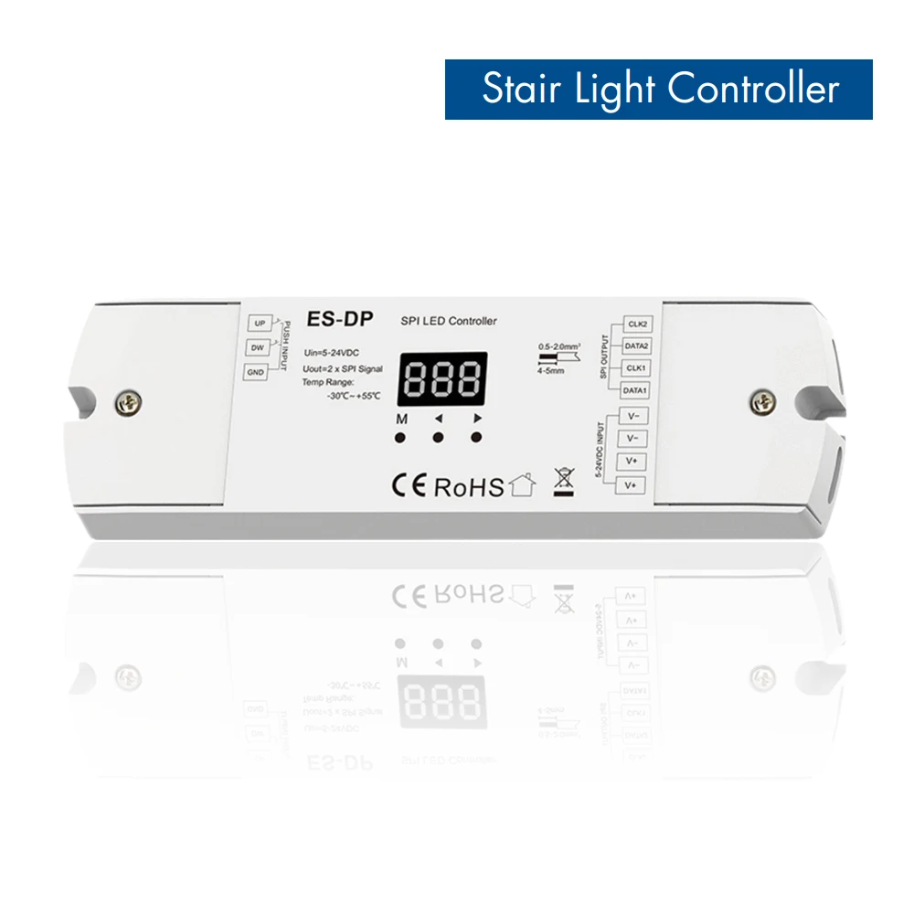 SPI LED Controller With Dual Push Button Dimming Control DC 12V 24V Dimmer For WS2811 WS2812 Stair Light SPI(TTL) Signal Output