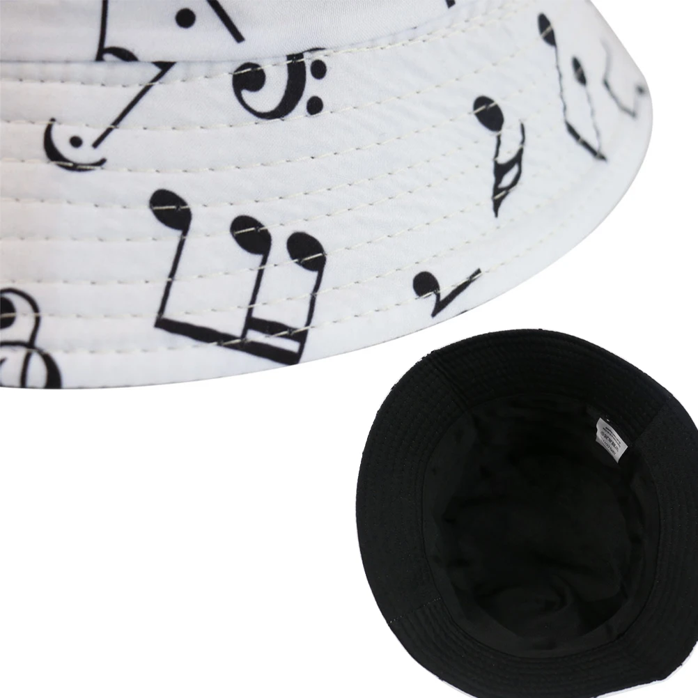 

1pc Cotton Fisherman Sun Block Hat For Women Men Summer Sunhat Beach Outdoor Travel Music Note Bucket Hat For Teen Unisex Cap