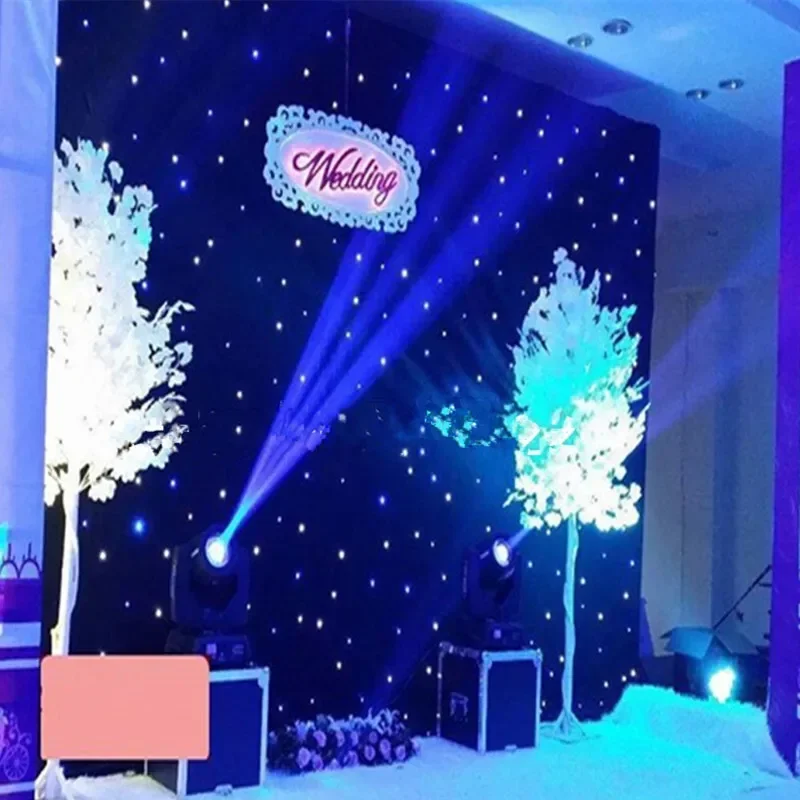 

New Arrival Blue-White Color LED Star Curtain Party Stage Backdrop Cloth With Lighting Controller For Wedding Decorations