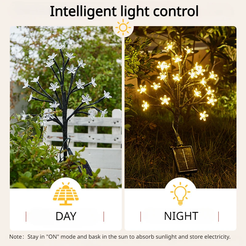 Imagem -03 - Solar Led Lawn Lights Cherry Blossom Impermeável ao ar Livre Festa de Casamento Jardim Decoração de Natal