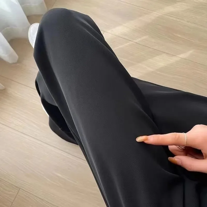 Elegante Weite Hosen für Damen im Koreanischen Stil mit Hoher Taille, Schwarze Baggy-Hosen, Büro-Damenmode, Lockere Anzughosen, Streetwear – Detail 12
