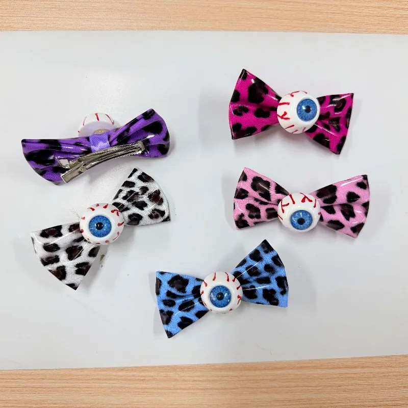 Colorful Leopard Bow Hair Clip, Creative Cosplay Accessory