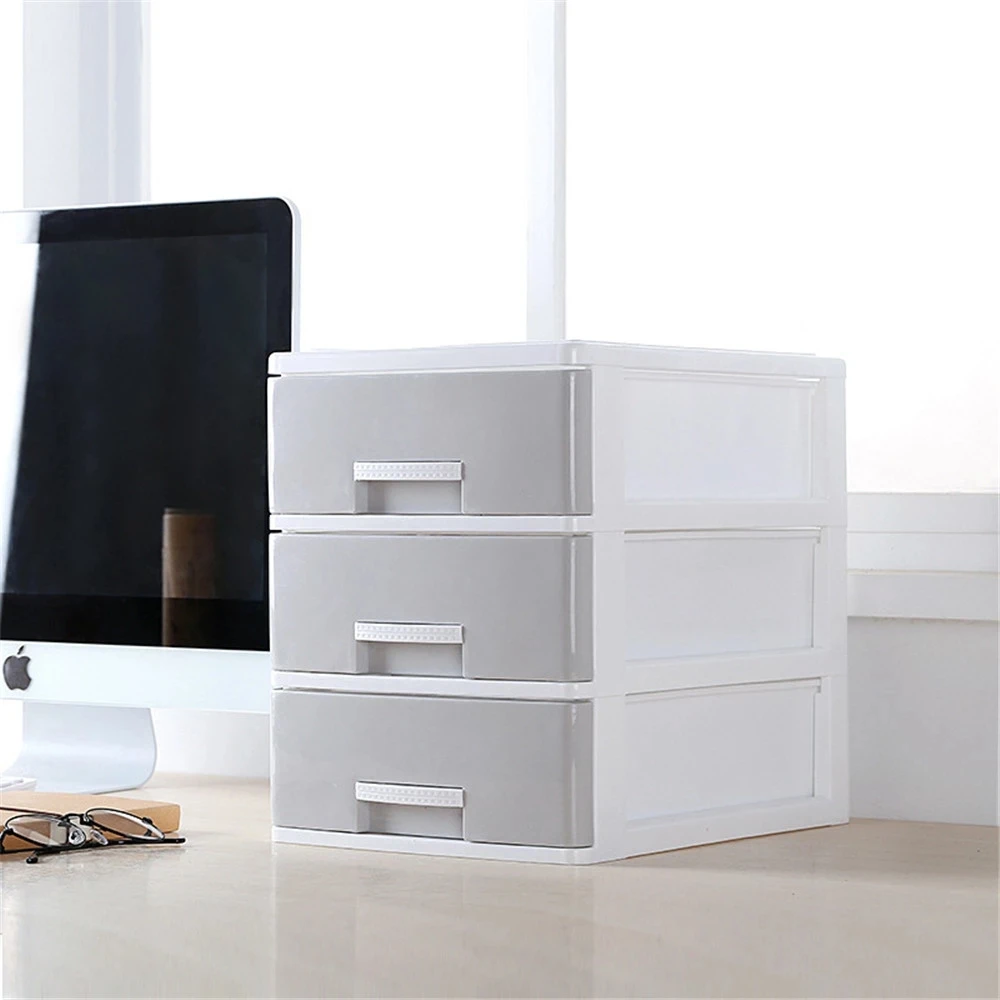 White Decor Gray Cosmetics Office Drawer Drawer Storage Minimalist Home Box Desk Sundries Storage Container Plastic Organizer