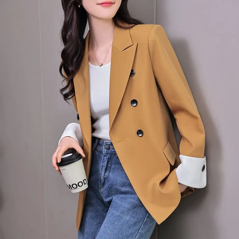 UNXX autunno viola giallo Blazer cappotto donna moda ufficio signore giacche manica lunga doppio petto Blazer capispalla femminile