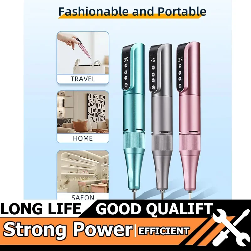 35000 دورة في الدقيقة اللاسلكية مسمار الحفر القلم أداة USB ملف الأظافر تلميع القلم قابلة للشحن مسمار آلة الحفر المحمولة مانيكير الحفر صالون #1