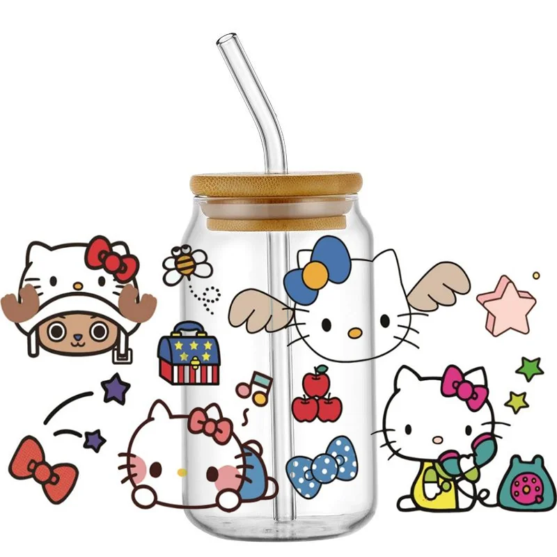 

New model Sanrio Hello Kitty 16oz Libbey UV DTF Cup Wrap Transfer Custom Label DIY Logo Self adhesive Mug Decal Sticker decorati