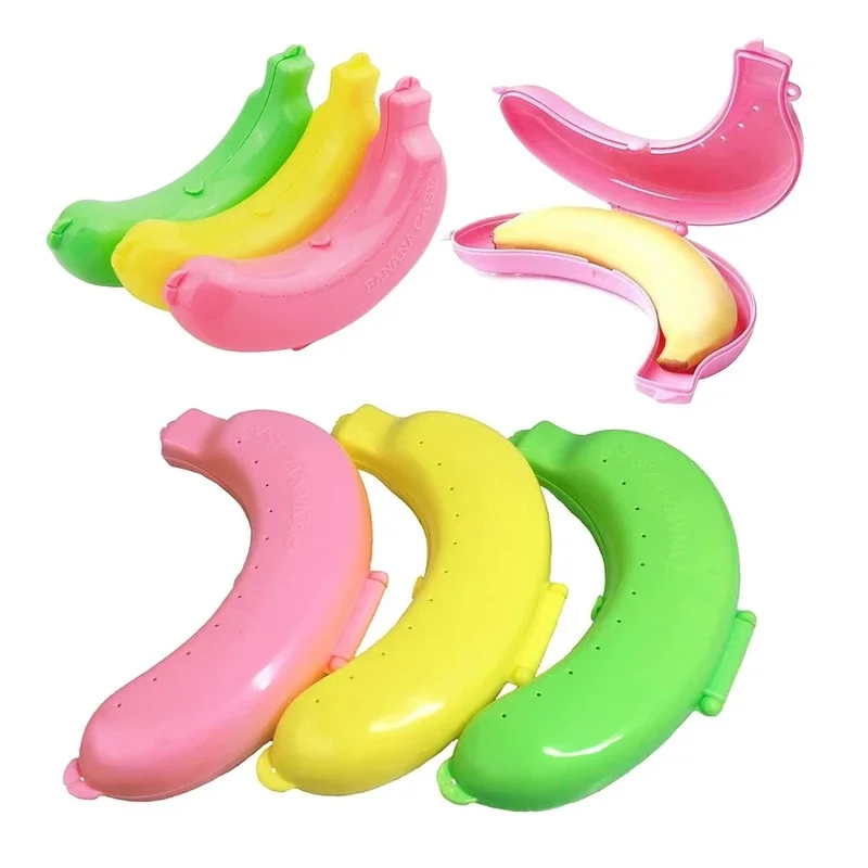 Banana Storage Case, Cute Portable Protector Holder for Outdoor Travel Picnic Camping (Yellow/Pink/Green)