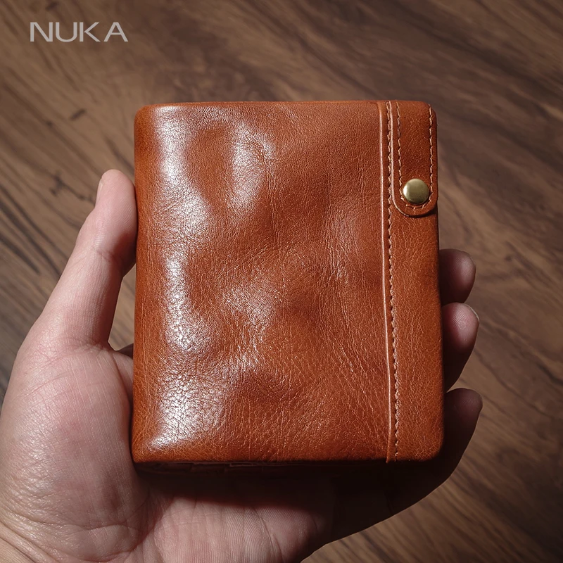 

NUKA Роскошный маленький легкий двойной кошелек из натуральной кожи для мужчин и женщин, зажим для денег, держатель для кредитных карт со скрытым карманом на молнии