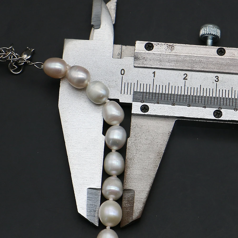 

Simple Natural Freshwater Rice‑Shaped White Straight‑Hole Loose Baroque Pearl Necklace Jewelry Banquet Gift Ornament 1strand