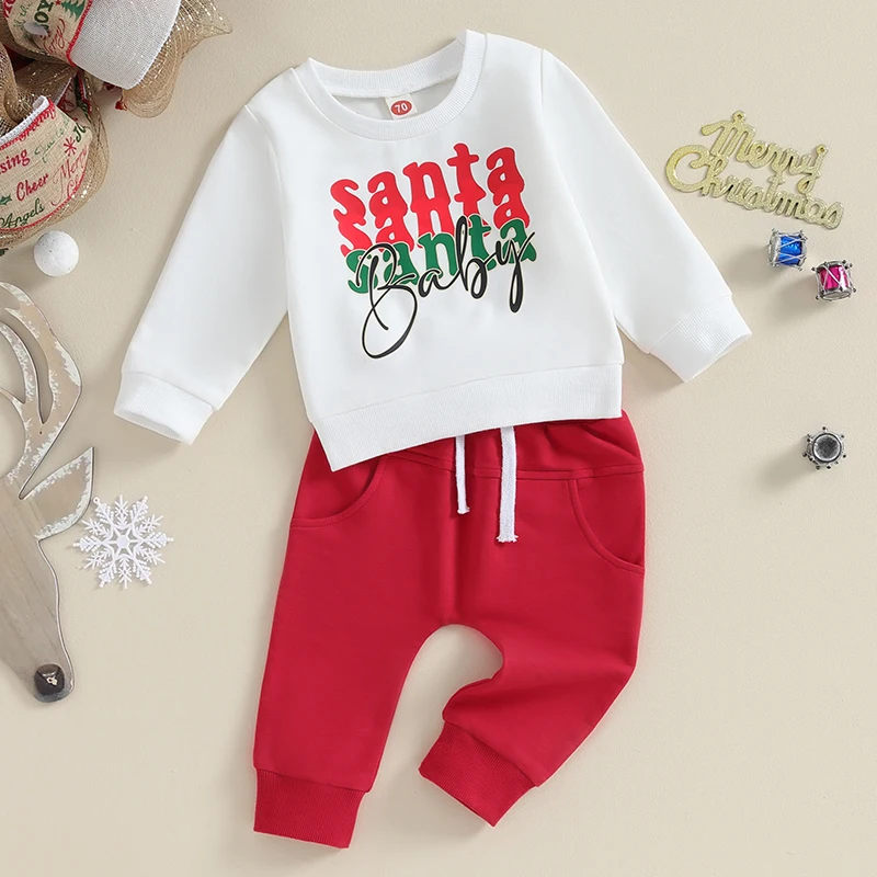 Baby Girls Christmas Outfits Reindeer Print Ruffle Sleeve Tops and Plaid Pants 2Pcs Winter Clothes Set for Toddler Kids