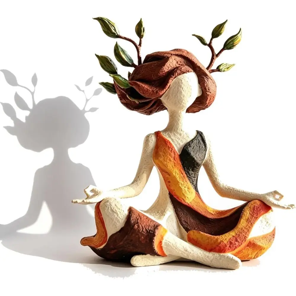 Resin Goddess of Nature Sculpture Abstract Inner Harmony Serenity Growth Zen Statue Home Decoration Hand-Painted Art Statue
