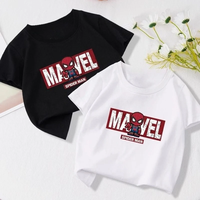 

Disney 2026 New Cartoon Kids Kids Spiderman Kids Comfort Print High Quality Fashion Girls Boys Short Sleeve T-Shirt Top