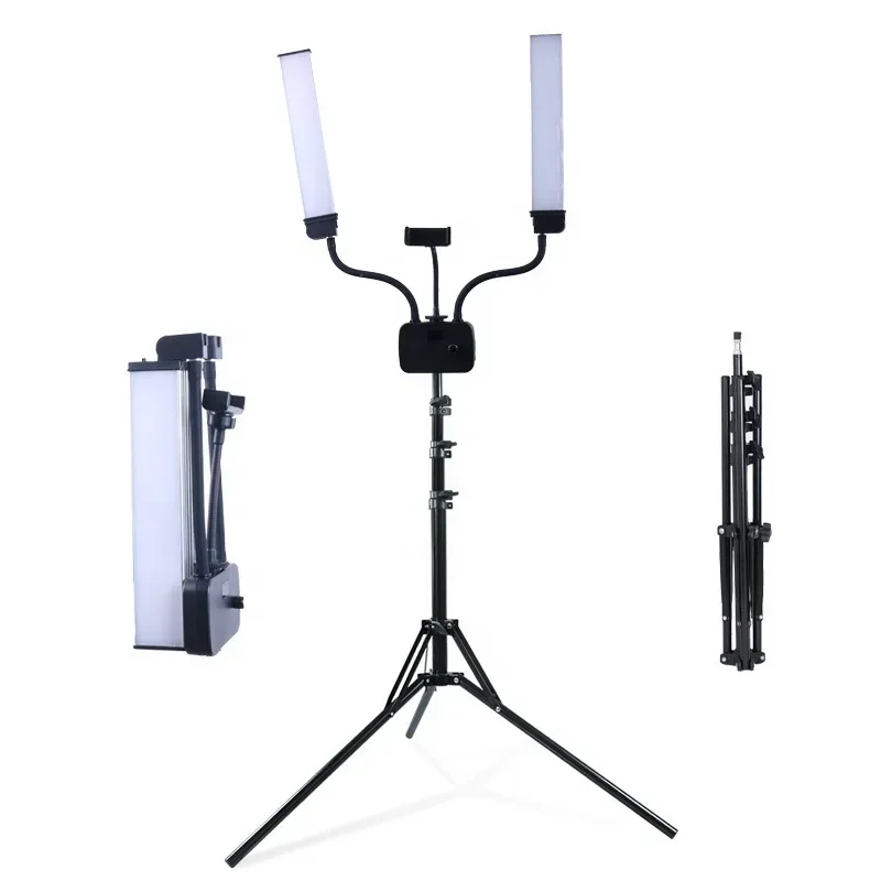 

2025 2023 40W CCT Dimming Double-arm Fill Light Led Photography Studio Light Lamp with Adjustable Tripod Stand Photographic Ligh