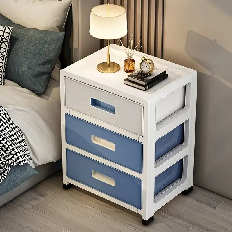 

Modern Minimalist Style Bedside Table - a Portable Storage Rack That Saves Space, Equipped with 3 Drawers, Suitable for Bedrooms